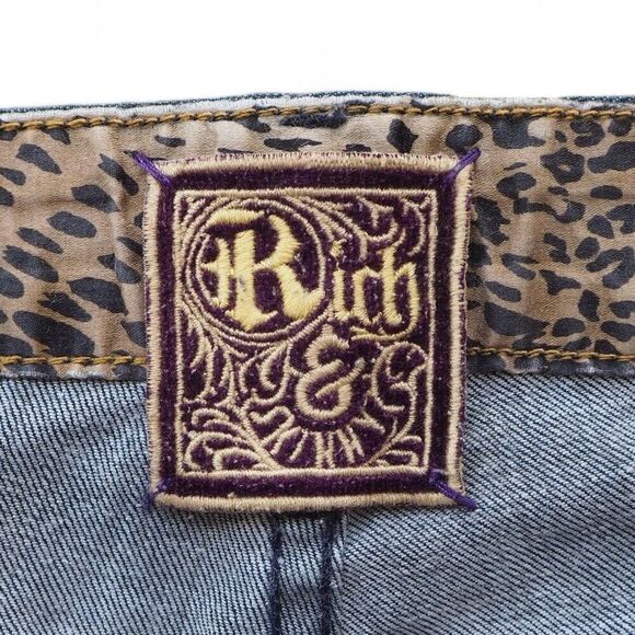 Rich & Skinny Medium Wash Boot Cut Leopard Print Inner Jeans Women's 26 - Picture 4 of 11